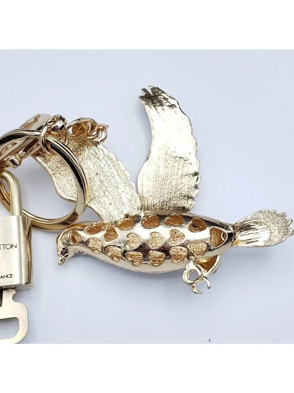 Authentic Louis Vuitton Lock & Key with Unbranded Dove Charm, Keychain